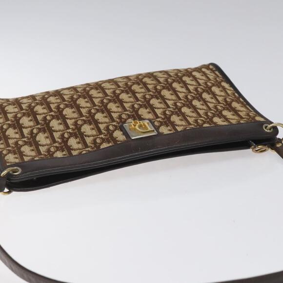 DIOR Trotter Canvas Shoulder Bag Brown Gold - Picture 6 of 16